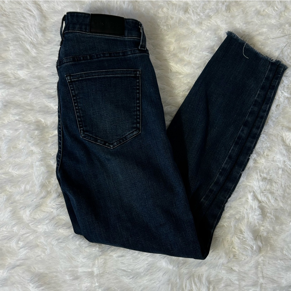 Pistola High Rise Dark Wash Raw Hem Skinny Jeans